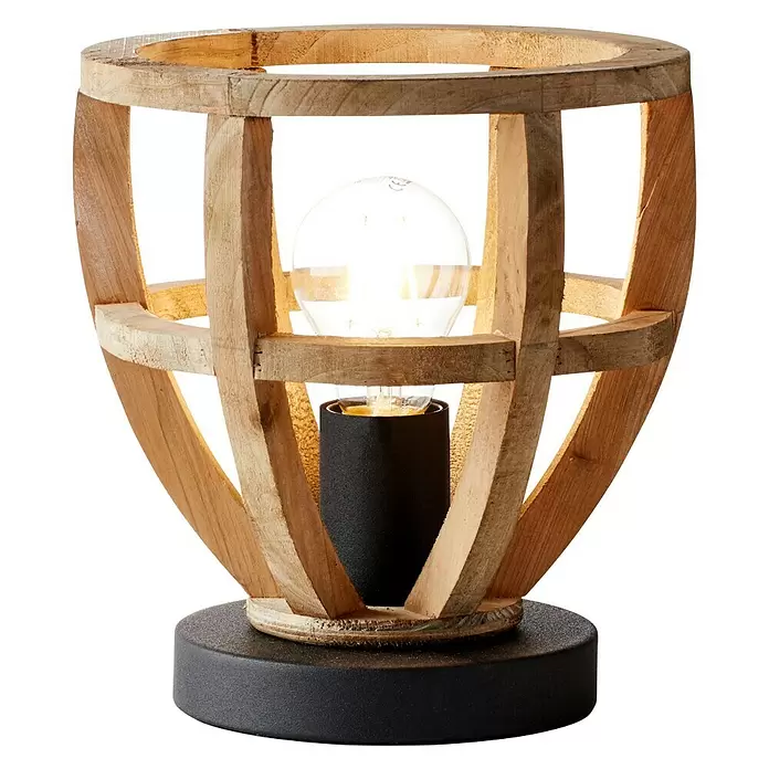 Brilliant Matrix Wood Tafellamp - Hoogte: 22 cm - Vooraanzicht