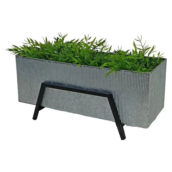 Pflanzkasten - Außenmaß (L x B x H): 57 x 23 x 23 cm, Metall, Grau - Diagonale Ansicht