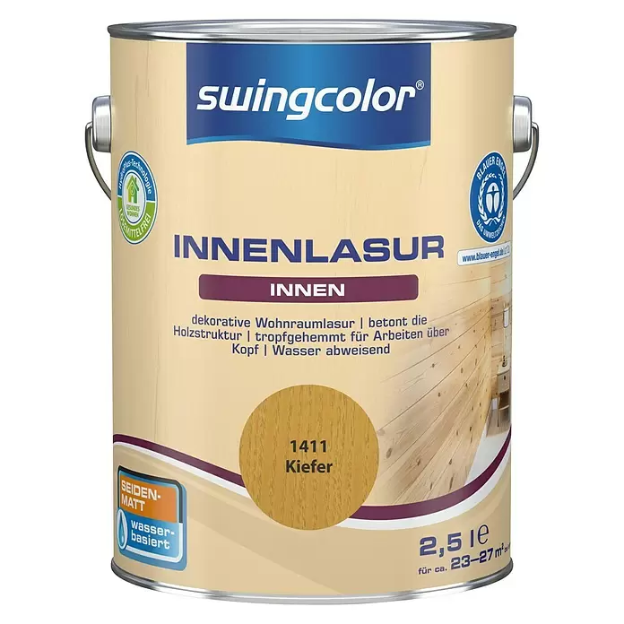 swingcolor Holzlasur Innenlasur - Kiefer, 2,5 l, Seidenmatt - Vorderansicht