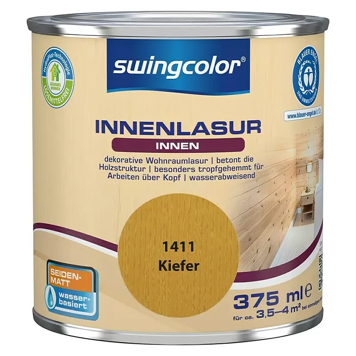 swingcolor Holzlasur Innenlasur - Kiefer, 375 ml, Seidenmatt - Vorderansicht