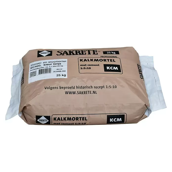 Sakrete Metselmortel kalkcement - 25 kg, Grijs - Diagonaal zicht