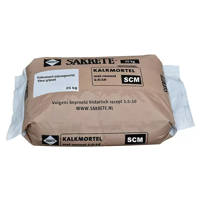 Sakrete Voegmortel kalkcement - Lichtgrijs, 25 kg - Diagonaal zicht