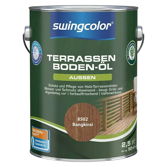 swingcolor Holzöl Terrassenboden-Öl - Bangkirai, 2,5 l, Seidenmatt - Vorderansicht