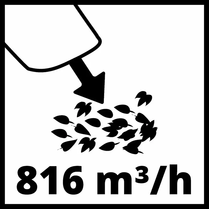 Einhell Power X-Change Akku-Laubbläser GE-LB 36/210 Li E-Solo - 2 x 18 V, Li-Ionen, Ohne Akku, Blasgeschwindigkeit: 210 km/h - Skizze