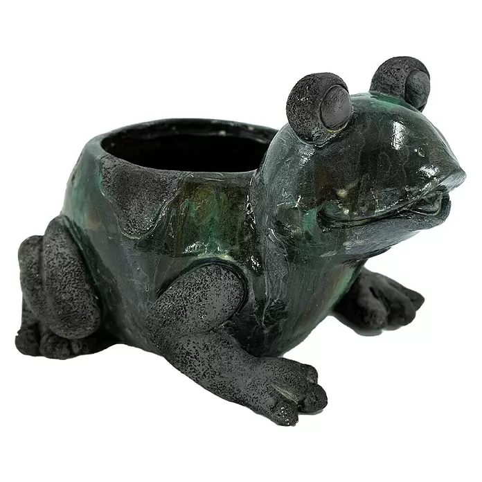 Dekofigur Frosch - L x B x H: 31 x 23 x 20 cm, Magnesia - Diagonale Ansicht