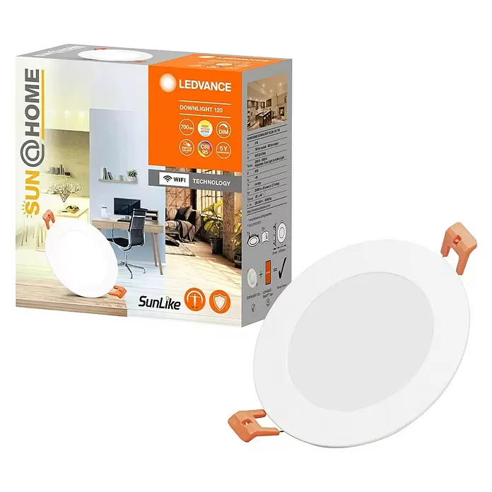 Ledvance SUN@Home LED-Einbauspot Downlight Slim - Kaltweiß, Durchmesser: 12 cm, Weiß - Diagonale Ansicht