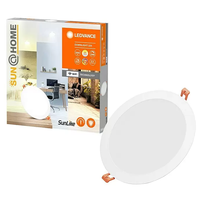 Ledvance SUN@Home LED-Einbauspot Downlight Slim - 22 W, Kaltweiß, Durchmesser: 22,5 cm, Weiß - Diagonale Ansicht