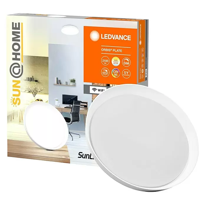Ledvance SUN@Home LED-Wand- & Deckenleuchte rund Orbis Plate - 26 W, Ø x H: 43 x 7 cm, Weiß, Kaltweiß - Diagonale Ansicht