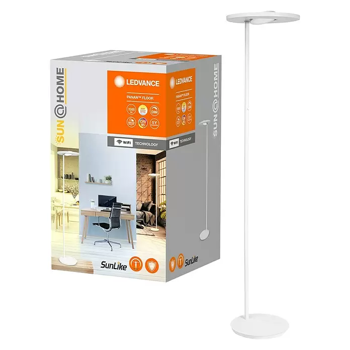 Ledvance SUN@Home LED-Stehleuchte Panan - 36 W, Höhe: 180 cm, Weiß, Kaltweiß - Diagonale Ansicht