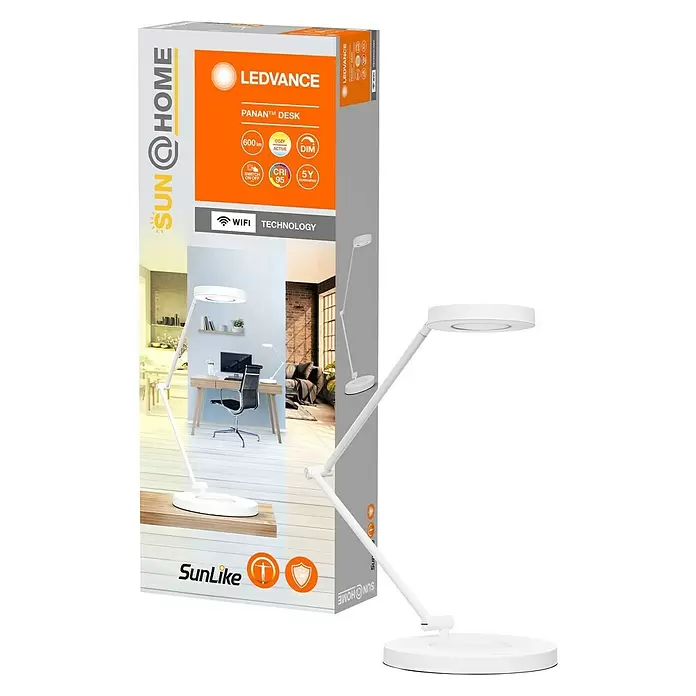 Ledvance SUN@Home LED-Tischleuchte Panan - 15 W, L x B x H: 22 x 22 x 70 cm, Weiß, Kaltweiß - Diagonale Ansicht