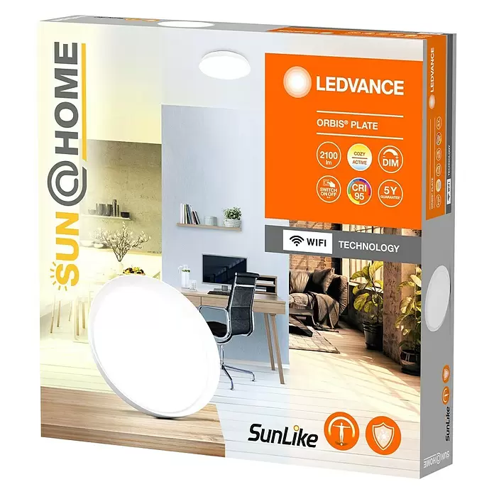 Ledvance SUN@Home LED-Wand- & Deckenleuchte rund Orbis Plate - 26 W, Ø x H: 43 x 7 cm, Weiß, Kaltweiß - Diagonale Ansicht