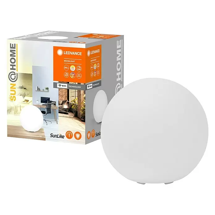 Ledvance SUN@Home LED-Tischleuchte rund Moodlight - 4 W, Ø x H: 20 x 19,5 cm, Weiß, Kaltweiß - Diagonale Ansicht