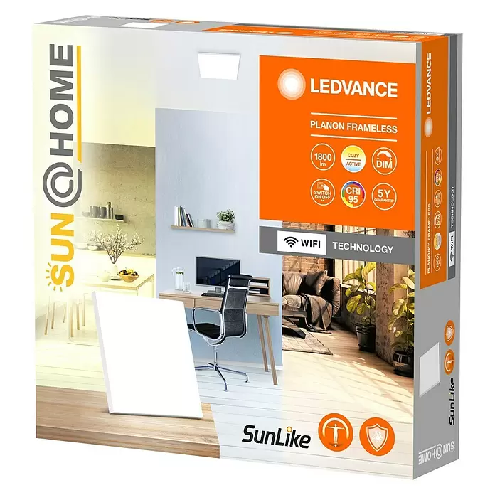 Ledvance SUN@Home LED-Panel Planon Frameless - 20 W, L x B x H: 30 x 30 x 6,1 cm, Weiß, Kaltweiß - Diagonale Ansicht