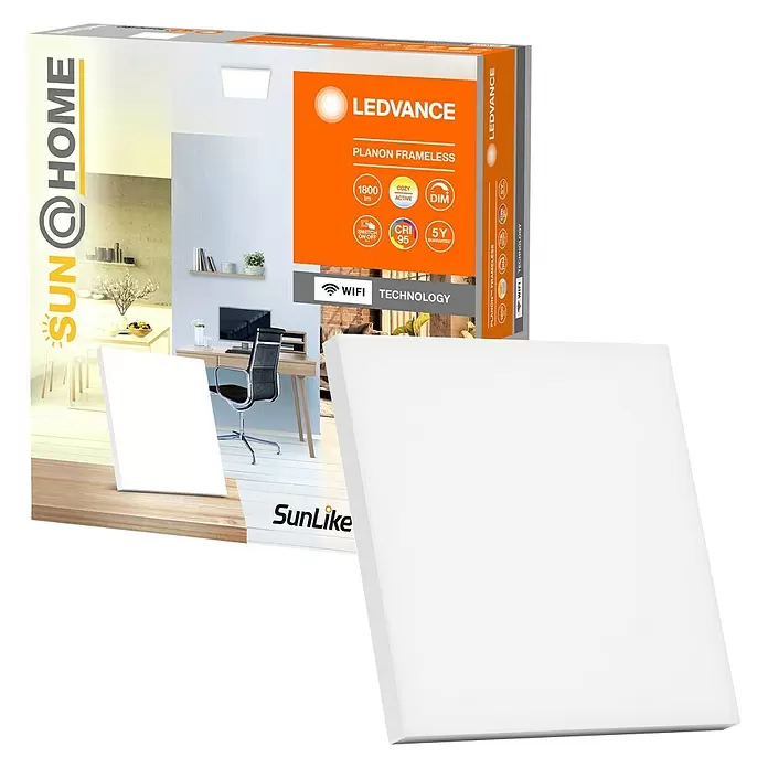 Ledvance SUN@Home LED-Panel Planon Frameless - 20 W, L x B x H: 30 x 30 x 6,1 cm, Weiß, Kaltweiß - Diagonale Ansicht