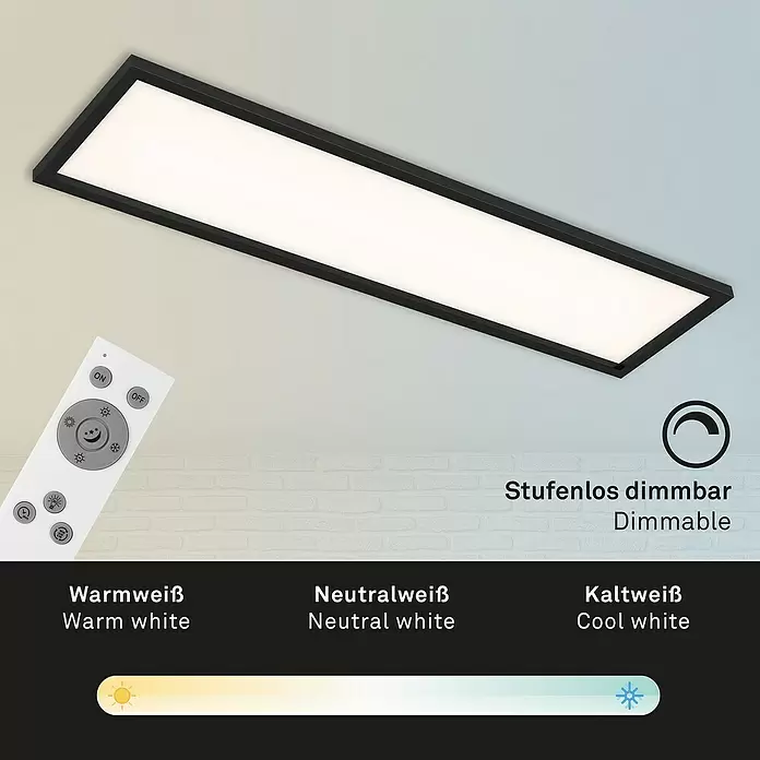 Briloner LED-Panel - 36 W, L x B x H: 119,5 x 29,5 x 8 cm, Schwarz, Warmweiß - Anwendungsbeispiel