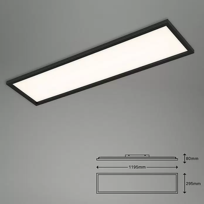 Briloner LED-Panel - 36 W, L x B x H: 119,5 x 29,5 x 8 cm, Schwarz, Warmweiß - Skizze