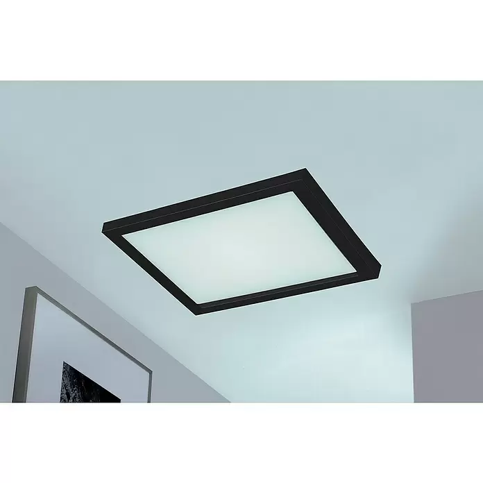 Briloner LED-Panel - 18 W, L x B x H: 29,5 x 29,5 x 8 cm, Schwarz, Warmweiß - Stimmungsaufnahme