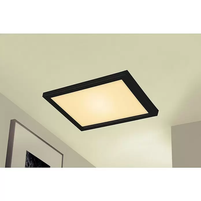 Briloner LED-Panel - 18 W, L x B x H: 29,5 x 29,5 x 8 cm, Schwarz, Warmweiß - Stimmungsaufnahme