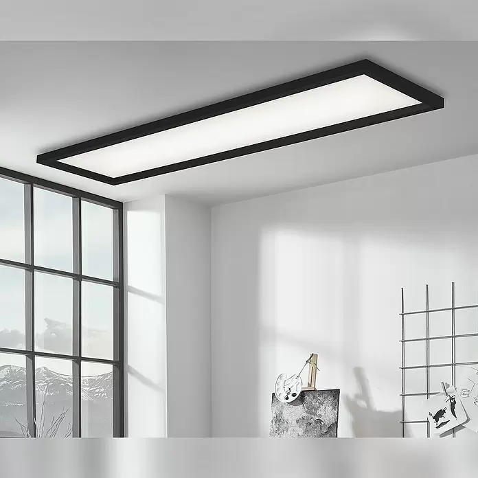 Briloner LED-Panel - 36 W, L x B x H: 119,5 x 29,5 x 8 cm, Schwarz, Warmweiß - Stimmungsaufnahme