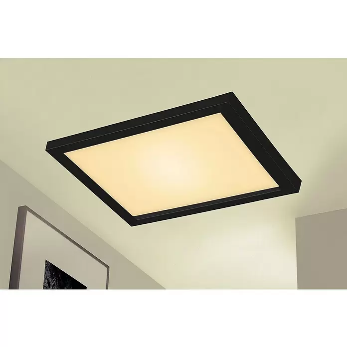 Briloner LED-Panel - 24 W, L x B x H: 44,5 x 44,5 x 8 cm, Schwarz, Warmweiß - Stimmungsaufnahme