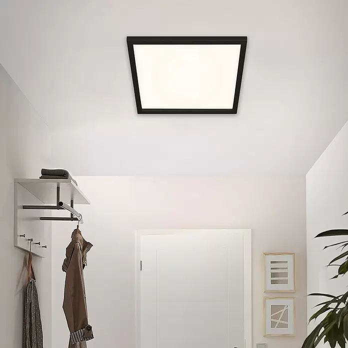 Briloner LED-Panel - 24 W, L x B x H: 44,5 x 44,5 x 8 cm, Schwarz, Warmweiß - Stimmungsaufnahme