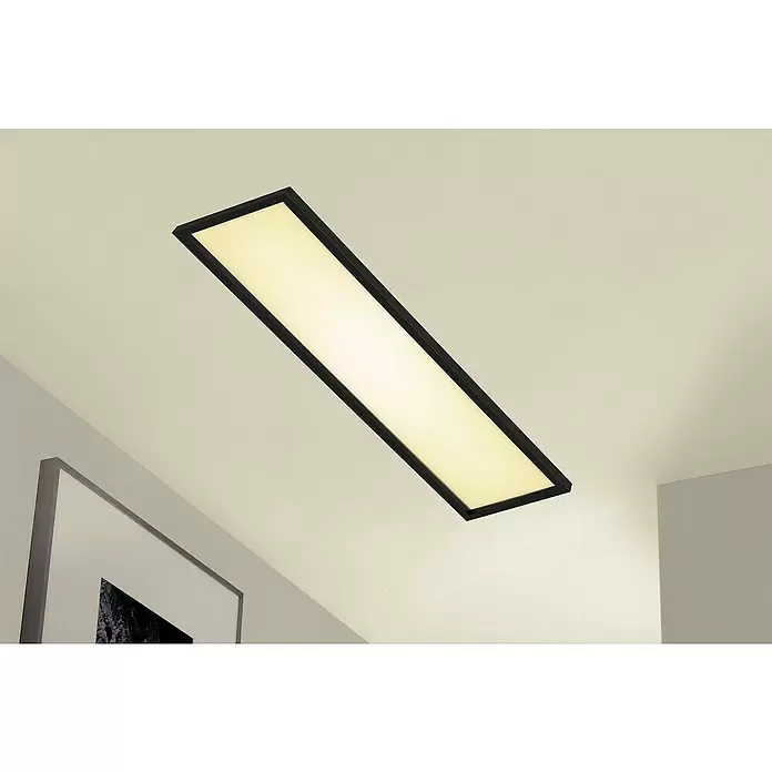 Briloner LED-Panel - 36 W, L x B x H: 119,5 x 29,5 x 8 cm, Schwarz, Warmweiß - Stimmungsaufnahme