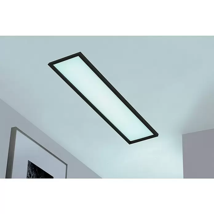 Briloner LED-Panel - 36 W, L x B x H: 119,5 x 29,5 x 8 cm, Schwarz, Warmweiß - Stimmungsaufnahme