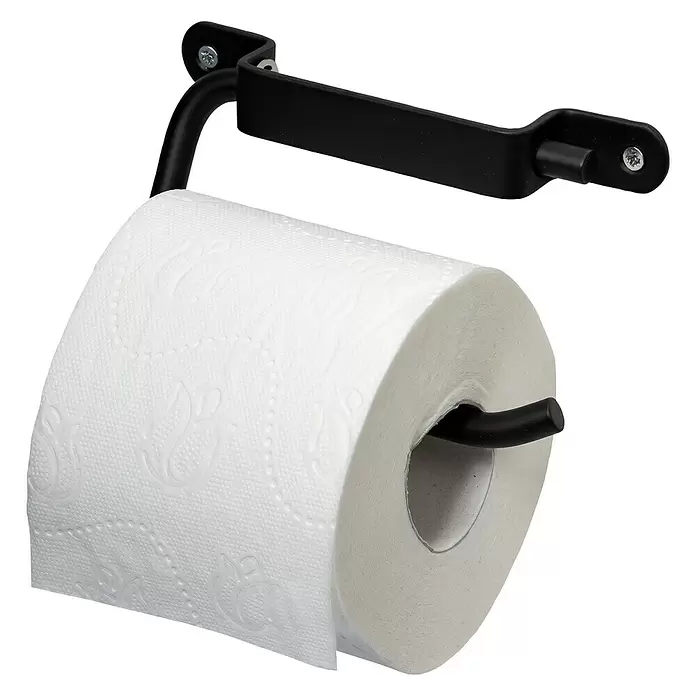 Haceka Ixi Toiletrolhouder zonder klep - Zonder deksel, Zwart, Met poedercoating - Diagonaal zicht