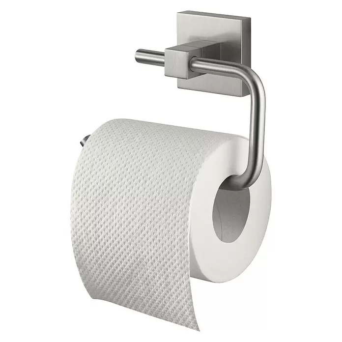 Haceka Mezzo Toiletrolhouder zonder klep - Zonder deksel, Roestvrij staal, Geborsteld - Diagonaal zicht