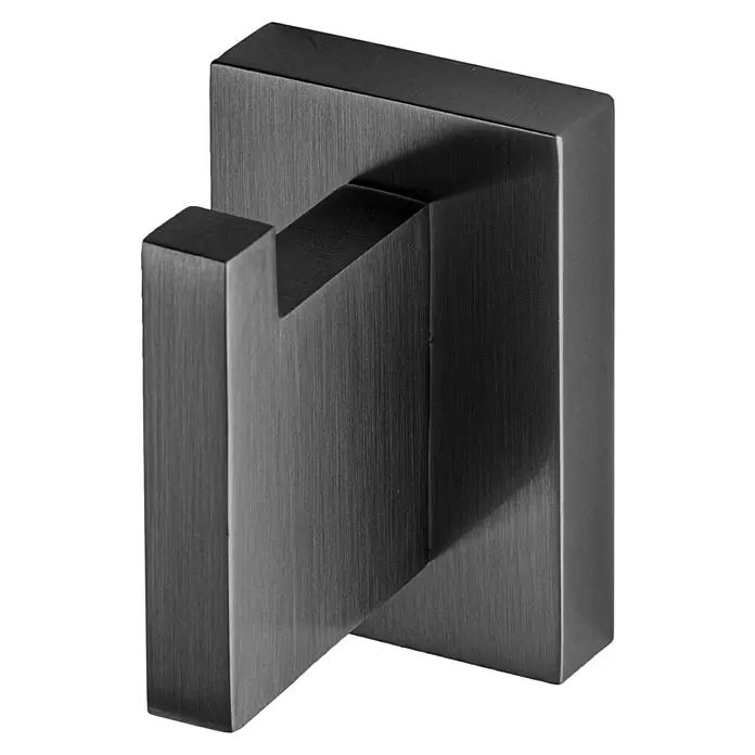 Haceka Edge Handdoekhaak Enkel - Aantal haken: 1 st., Grafiet, PVD gecoat - Diagonaal zicht