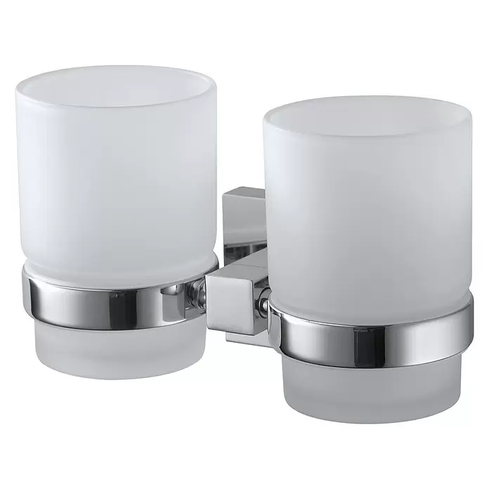 Haceka Mezzo Tandenborstelbeker - Glas, Chroom - Diagonaal zicht