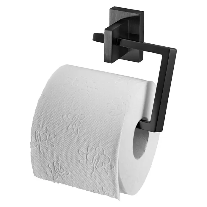 Haceka Edge Toiletrolhouder zonder klep - Zonder deksel, Grafiet, PVD gecoat - Diagonaal zicht