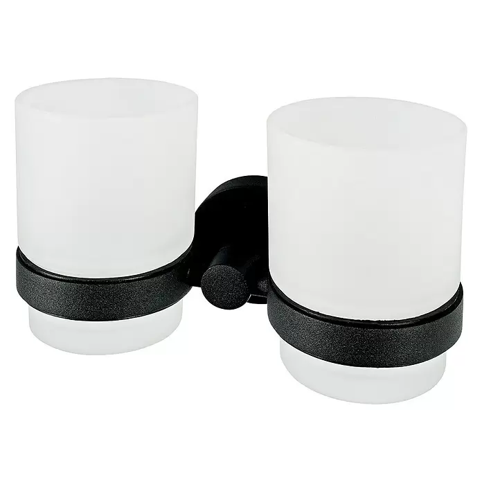 Haceka Kosmos Tandenborstelbeker - Glas, Zwart - Diagonaal zicht