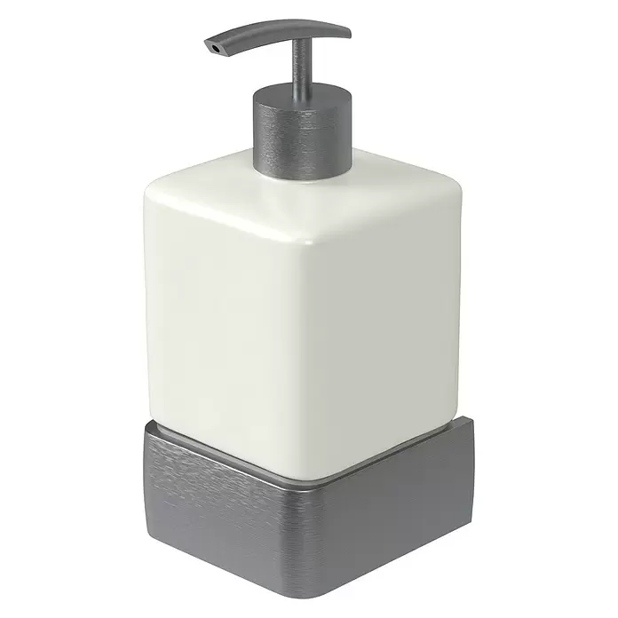 Haceka Aline Zeepdispenser - Aluminium, Grijs - Diagonaal zicht