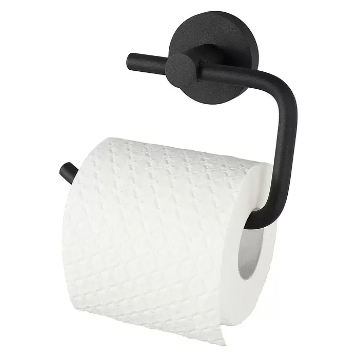 Haceka Kosmos Toiletrolhouder zonder klep - Zonder deksel, Zwart, Met poedercoating - Diagonaal zicht