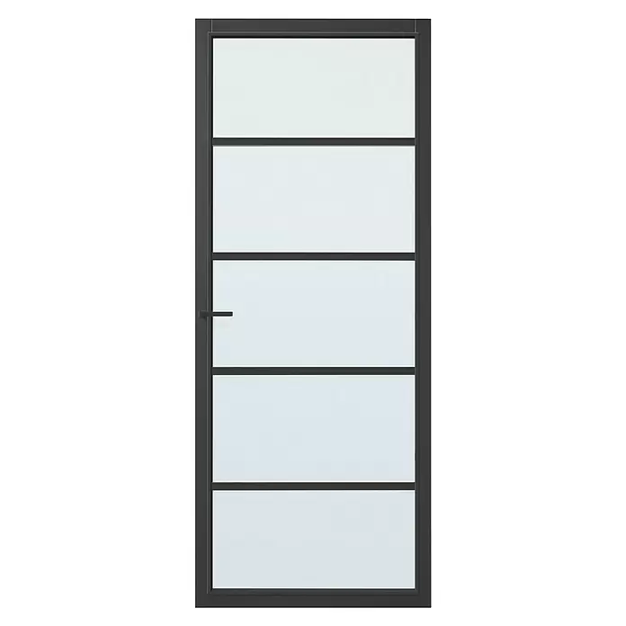 Solid Elements Binnendeur SE 4735 mat glas - 78 x 201,5 cm, Draairichting: Links, Zwart, Opdek - Vooraanzicht