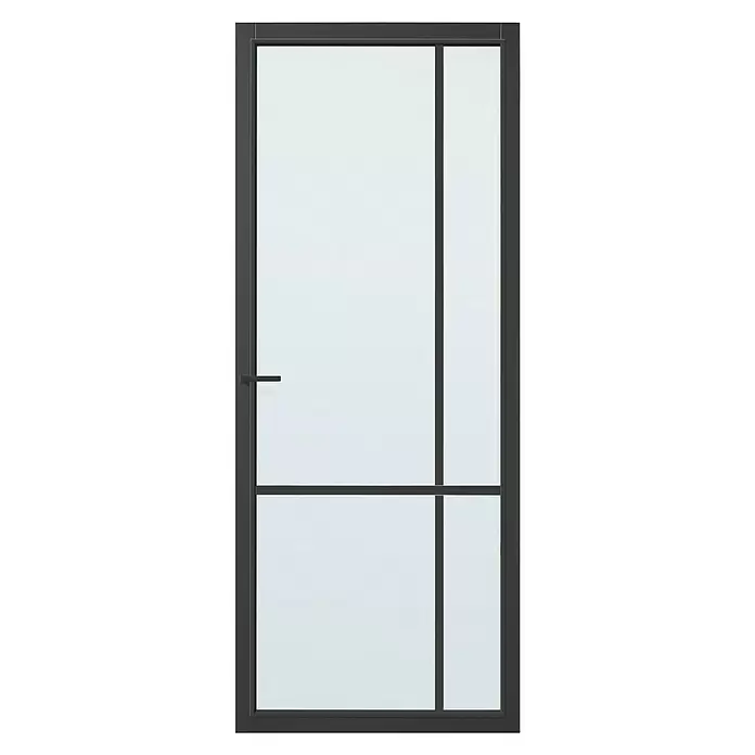 Solid Elements Binnendeur SE 4745 blank glas - 93 x 211,5 cm, Draairichting: Links, Zwart, Opdek - Vooraanzicht