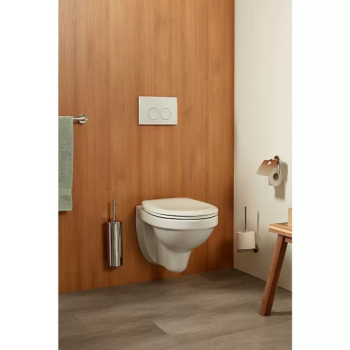 Haceka Kosmos Toiletrolhouder met klep - Met deksel, Chroom, Verchroomd - Sfeeropname