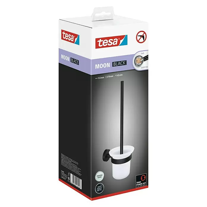 Tesa WC-Bürstengarnitur Moon - Metall, Schwarz - Diagonale Ansicht