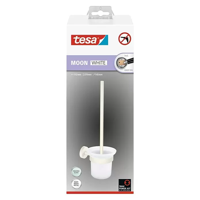 Tesa WC-Bürstengarnitur Moon - Metall, Weiß - Vorderansicht