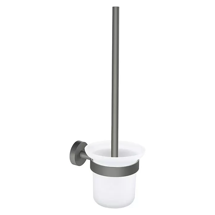 Tesa WC-Bürstengarnitur Moon - Metall, Grau - Diagonale Ansicht