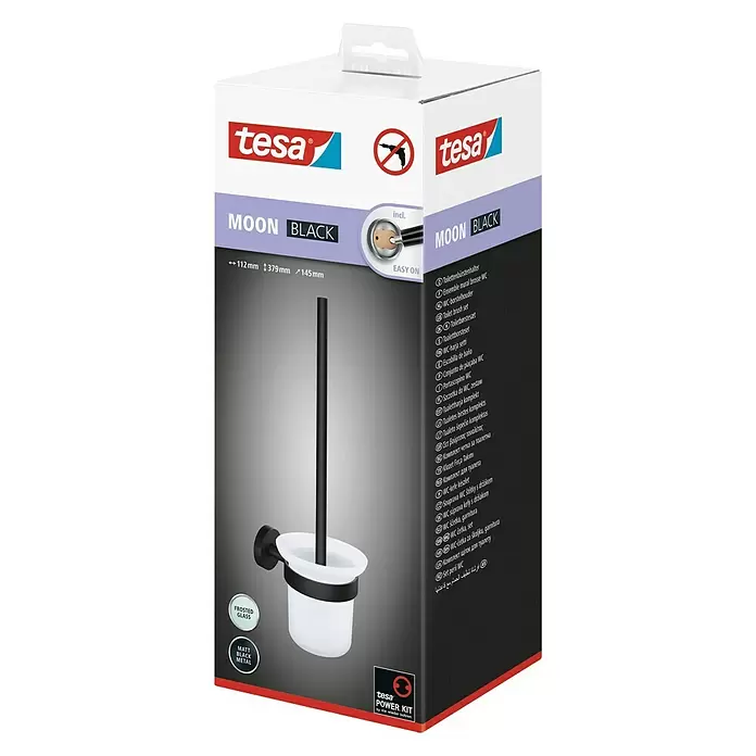 Tesa WC-Bürstengarnitur Moon - Metall, Schwarz - Diagonale Ansicht