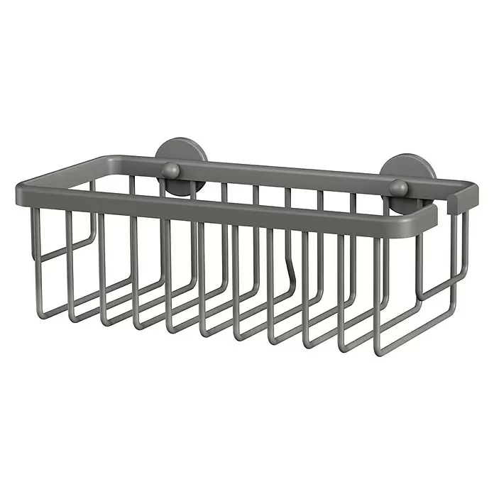 Tesa Duschkorb Aluxx - 12,5 x 25 x 9,5 cm, Grau, Matt - Diagonale Ansicht