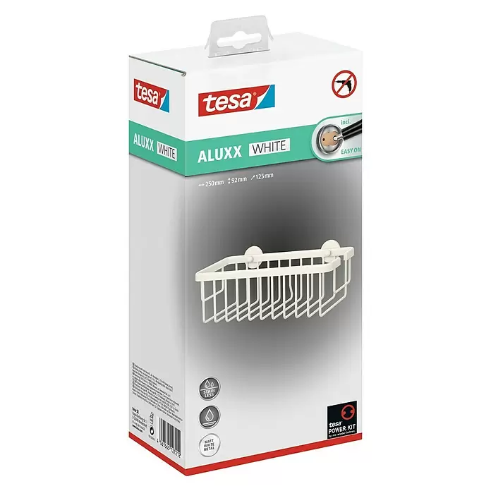 Tesa Duschkorb Aluxx - 12,5 x 25 x 9,5 cm, Weiß, Matt - Diagonale Ansicht