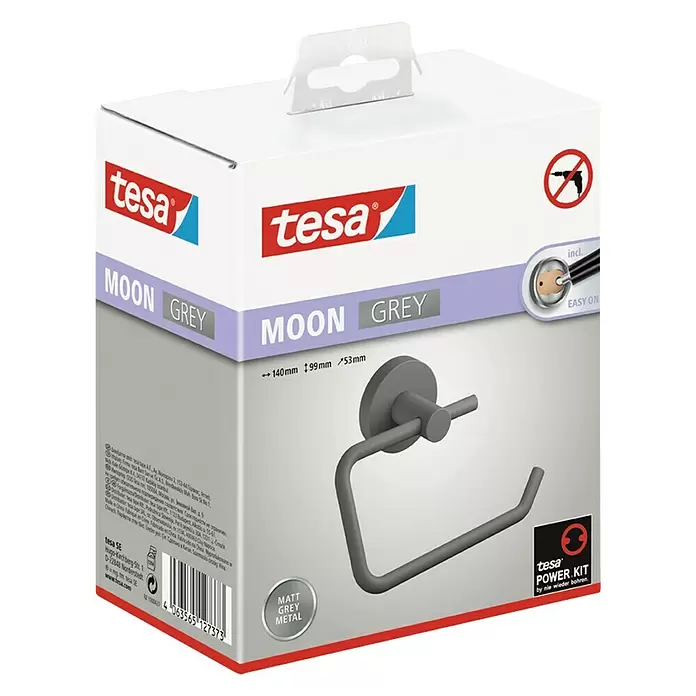 Tesa Toilettenpapierhalter Moon - Ohne Deckel, Grau, Matt - Diagonale Ansicht