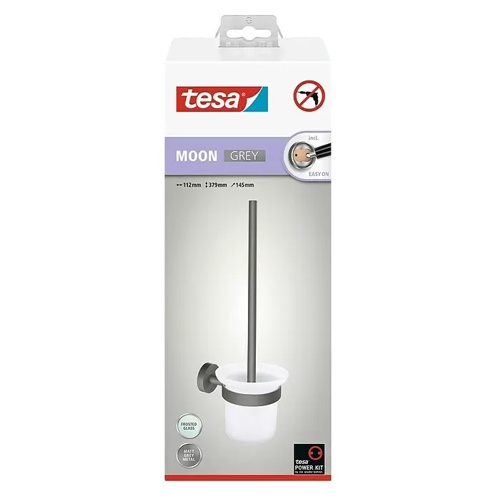 Tesa WC-Bürstengarnitur Moon - Metall, Grau - Vorderansicht