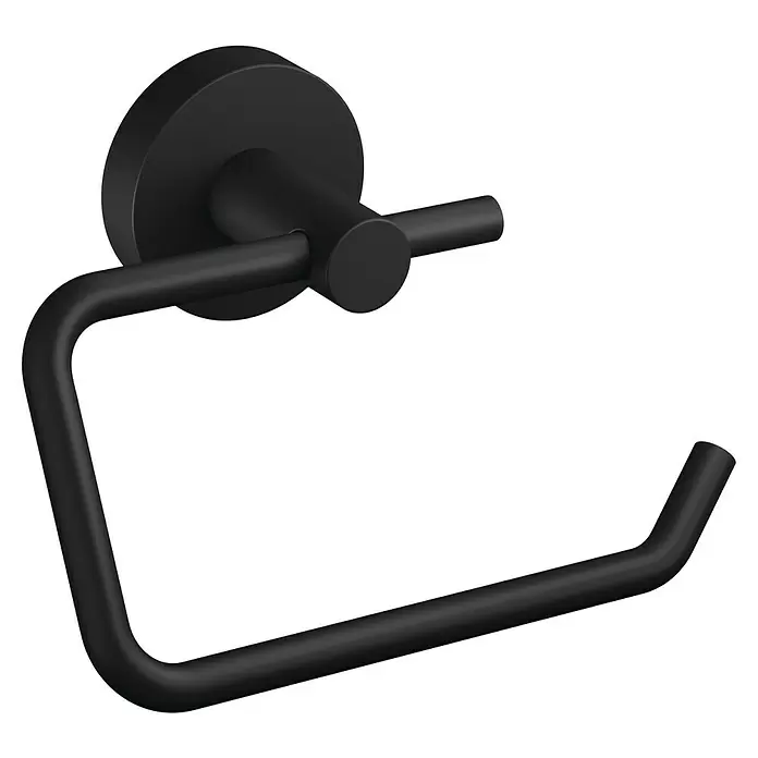 Tesa Toilettenpapierhalter Moon - Ohne Deckel, Schwarz, Matt - Diagonale Ansicht