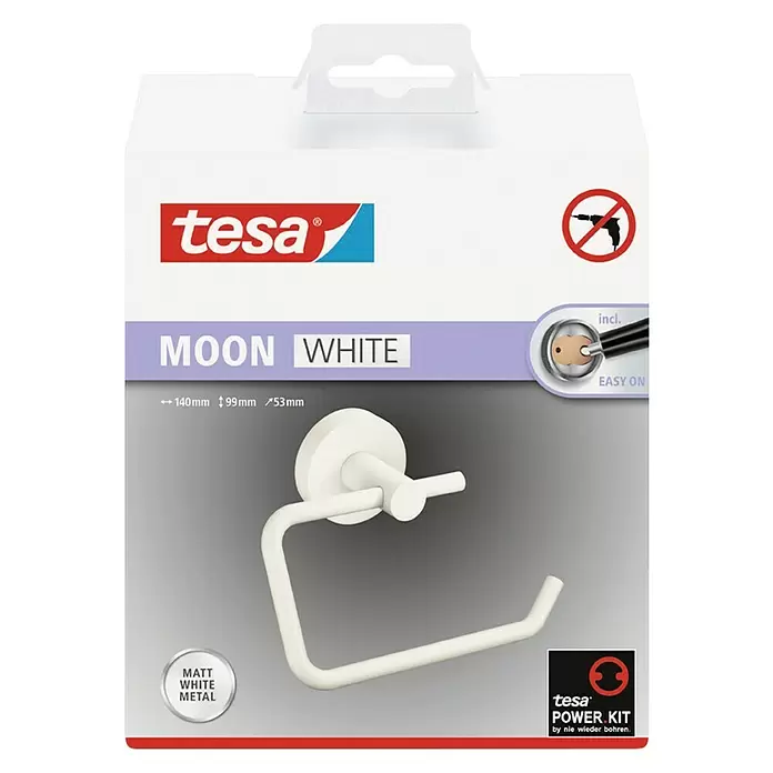 Tesa Toilettenpapierhalter Moon - Ohne Deckel, Weiß, Matt - Vorderansicht