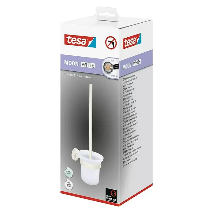 Tesa WC-Bürstengarnitur Moon - Metall, Weiß - Diagonale Ansicht