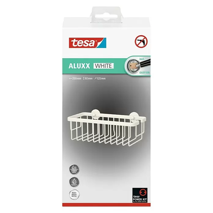 Tesa Duschkorb Aluxx - 12,5 x 25 x 9,5 cm, Weiß, Matt - Vorderansicht